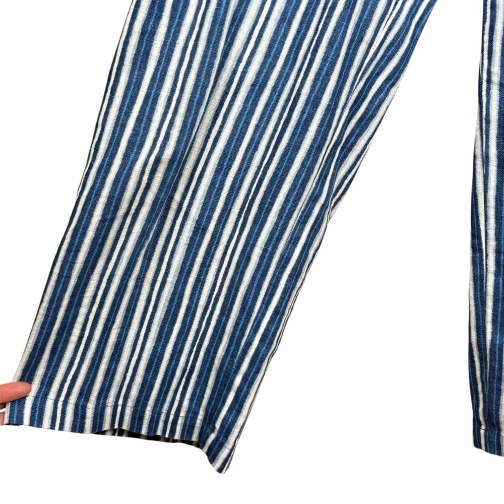 Sigrid Olsen So Blue Linen Pants Women's Sz 10 Blue White Coastal Resort Beach - Picture 4 of 10
